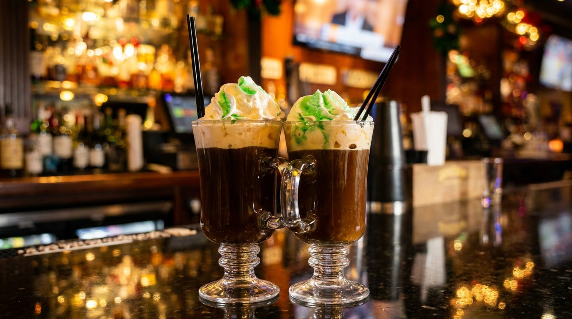 Irish coffees and cold pints