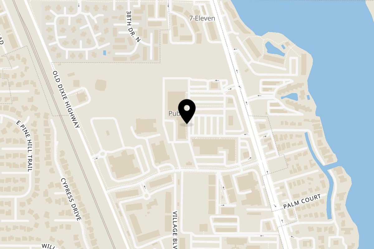 Map showing the location of McCarthy's Irish Pub and Restaurant on 518 US-1 in Tequesta